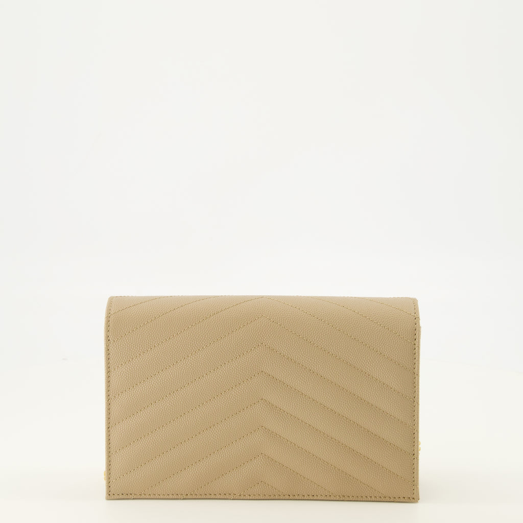 Sacs à main et épaule Cartera Cassandre con Cadena de Cuero Genuino Beige Saint Laurent Beige Femme