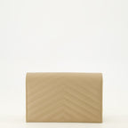 Sacs à main et épaule Portefeuilles Cassandre avec chaîne en cuir grainé beige Saint Laurent Beige Femme