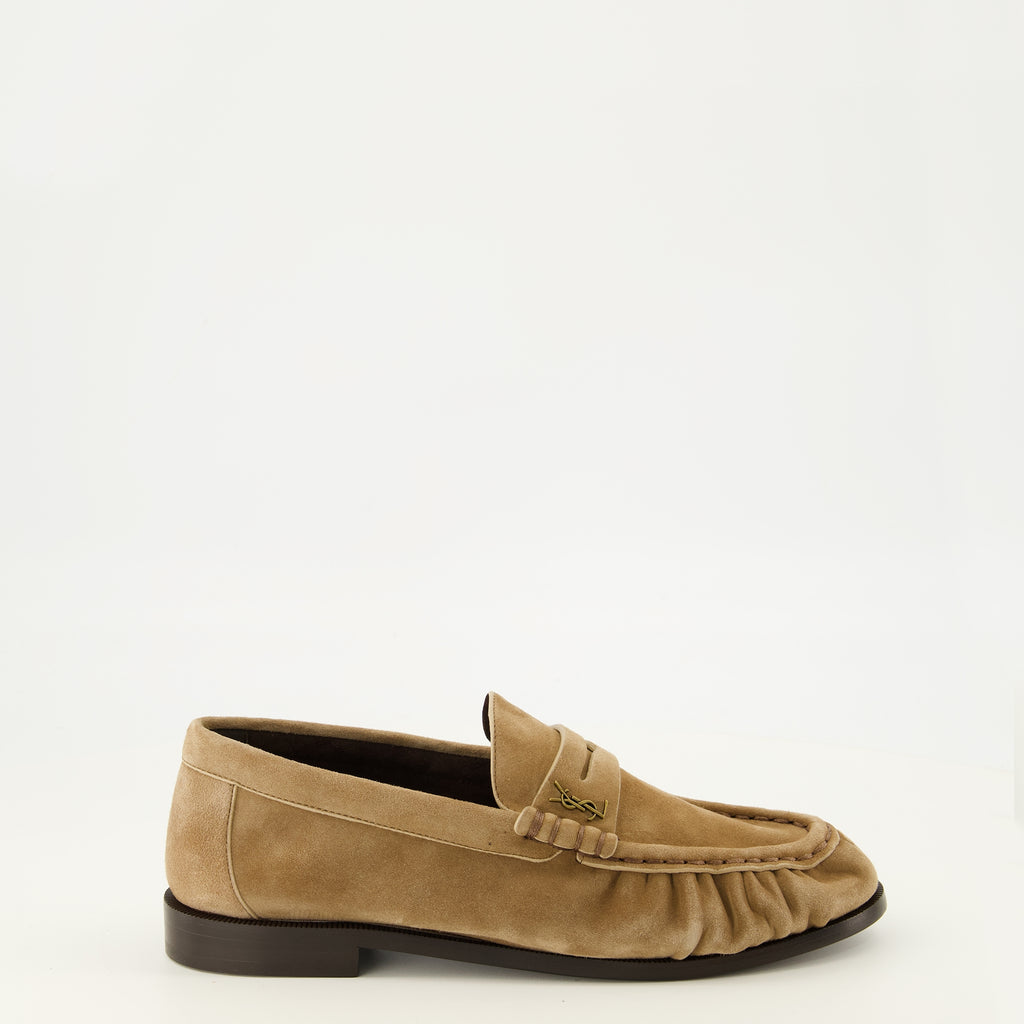 Mocassins Beige Wildleder Loafer Mokassins Saint Laurent Beige Femme