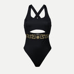Beachwear Maillot de bain une pièce bordure Greca Versace Noir Femme