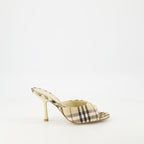 Scarpe aperte Mule a scacchi Burberry Beige Femme