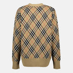 Knitted Check Plaid Cardigan Burberry Beige Women