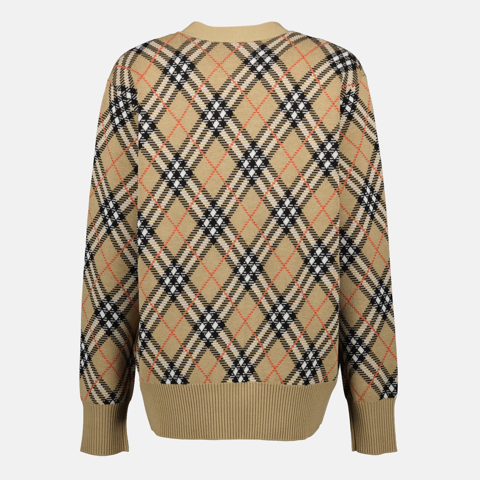 Strick Karo-Plaid Cardigan Burberry Beige Damen
