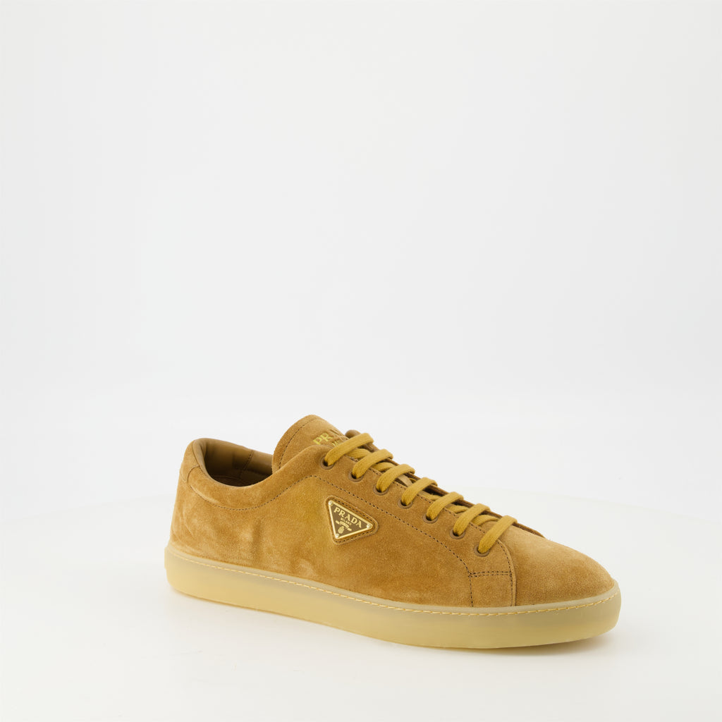 Sneakers Downtown Suede Sneakers Prada Brown Homme