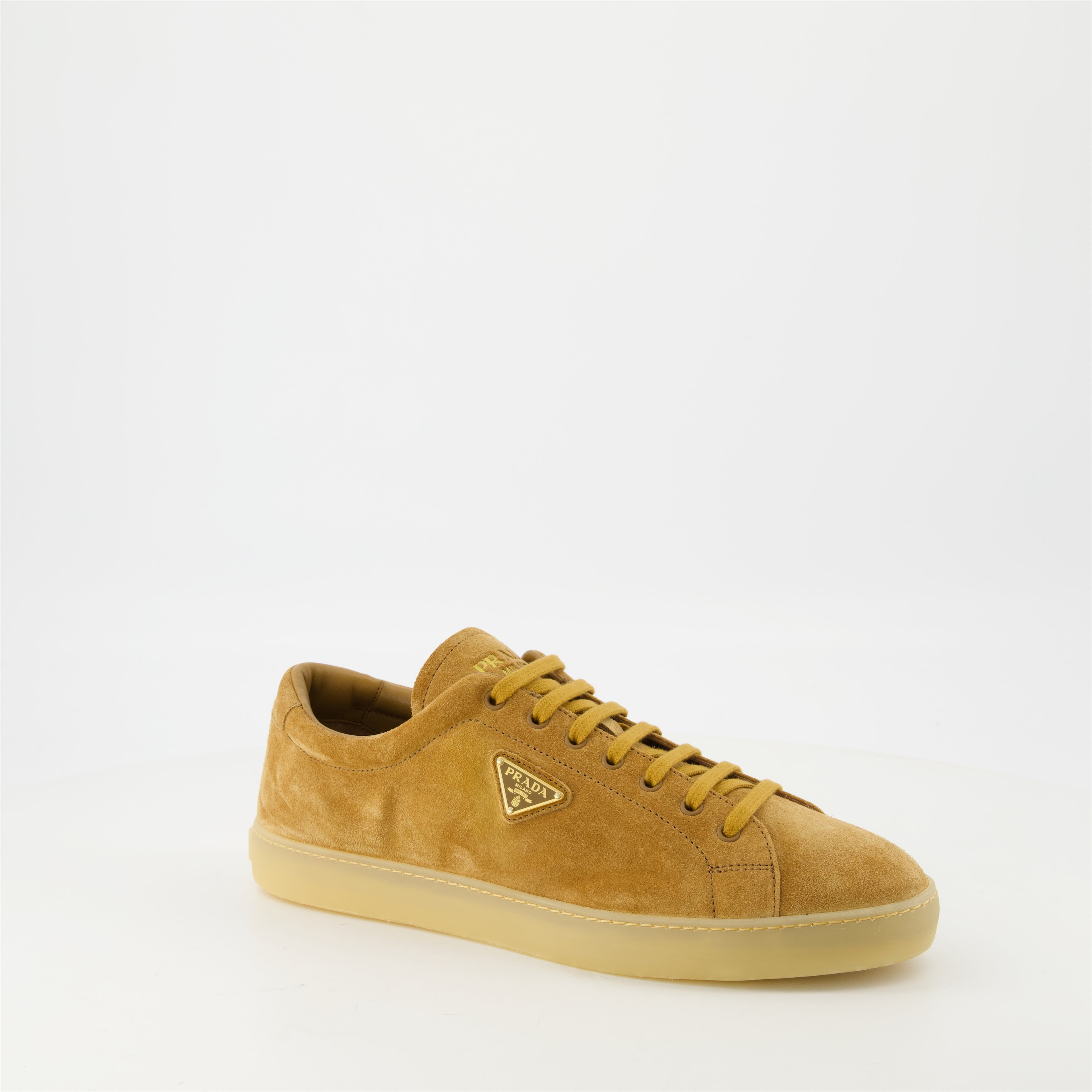 Sneakers Downtown Suede Sneakers Prada Brown Homme