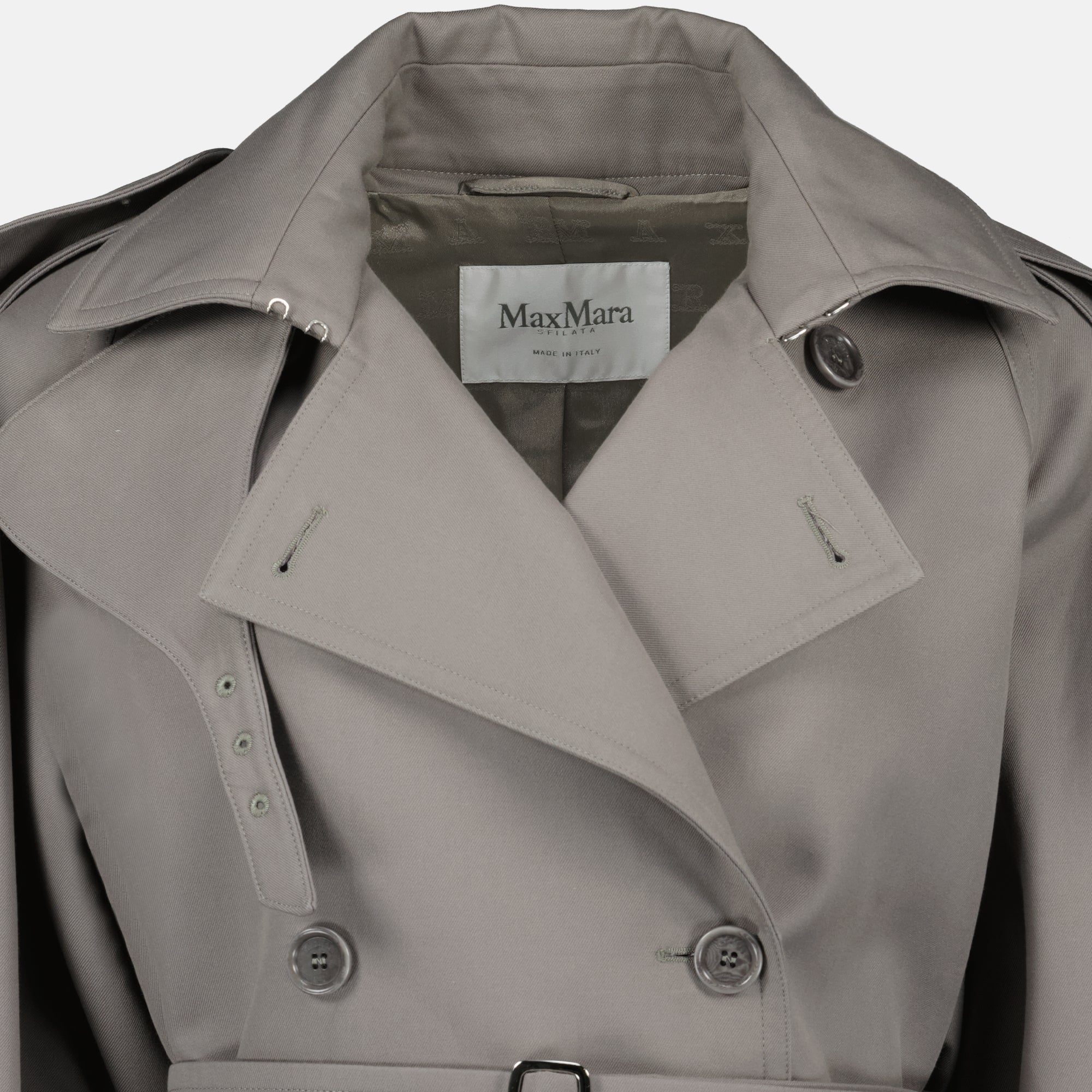 Manteaux Trench mi-long en gabardine de coton gris Max Mara Gris Femme