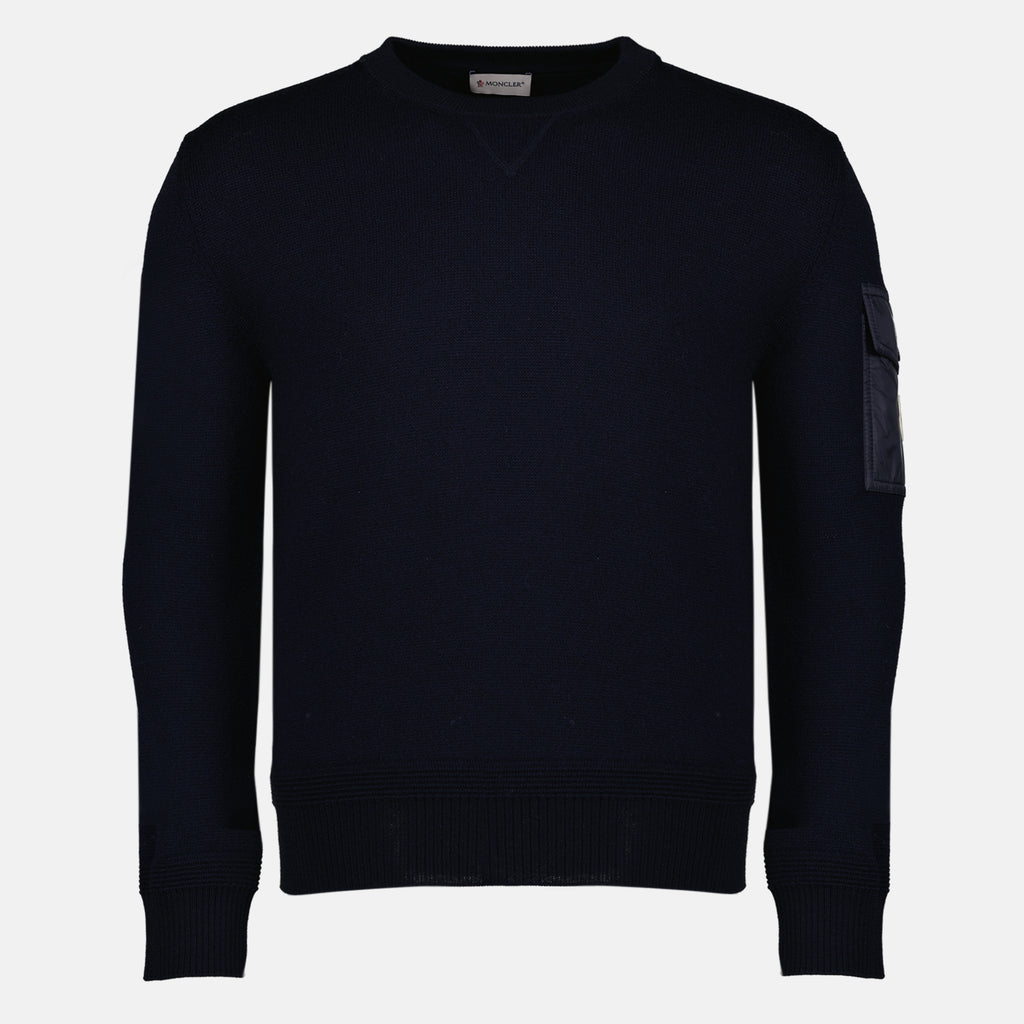 Maille ネイビーブルーウールセーター Moncler Bleu foncé Homme