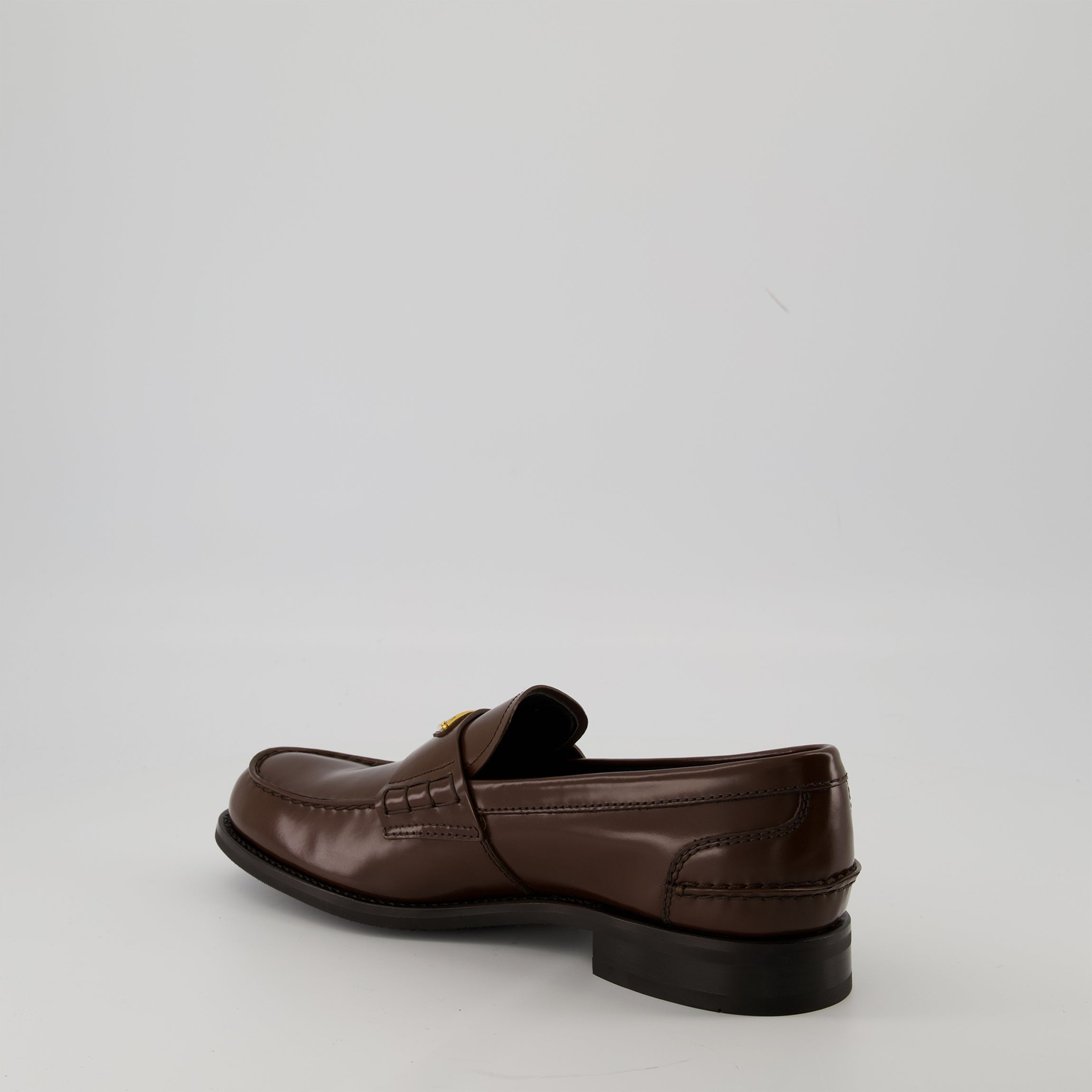 Loafers Brushed Leather Loafers Prada Brown Men