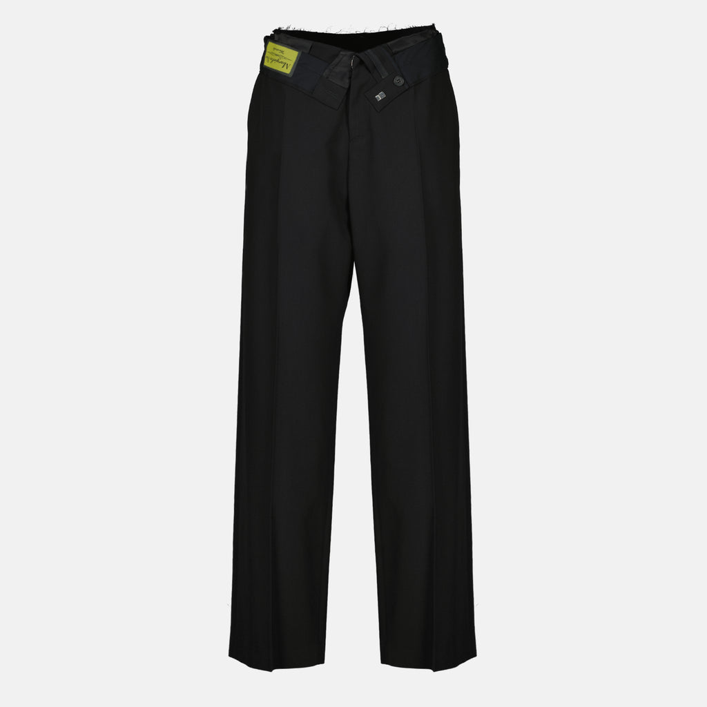 Pantalons Pantalones de Lana Negros de Cintura Alta Mm6 Noir Femme