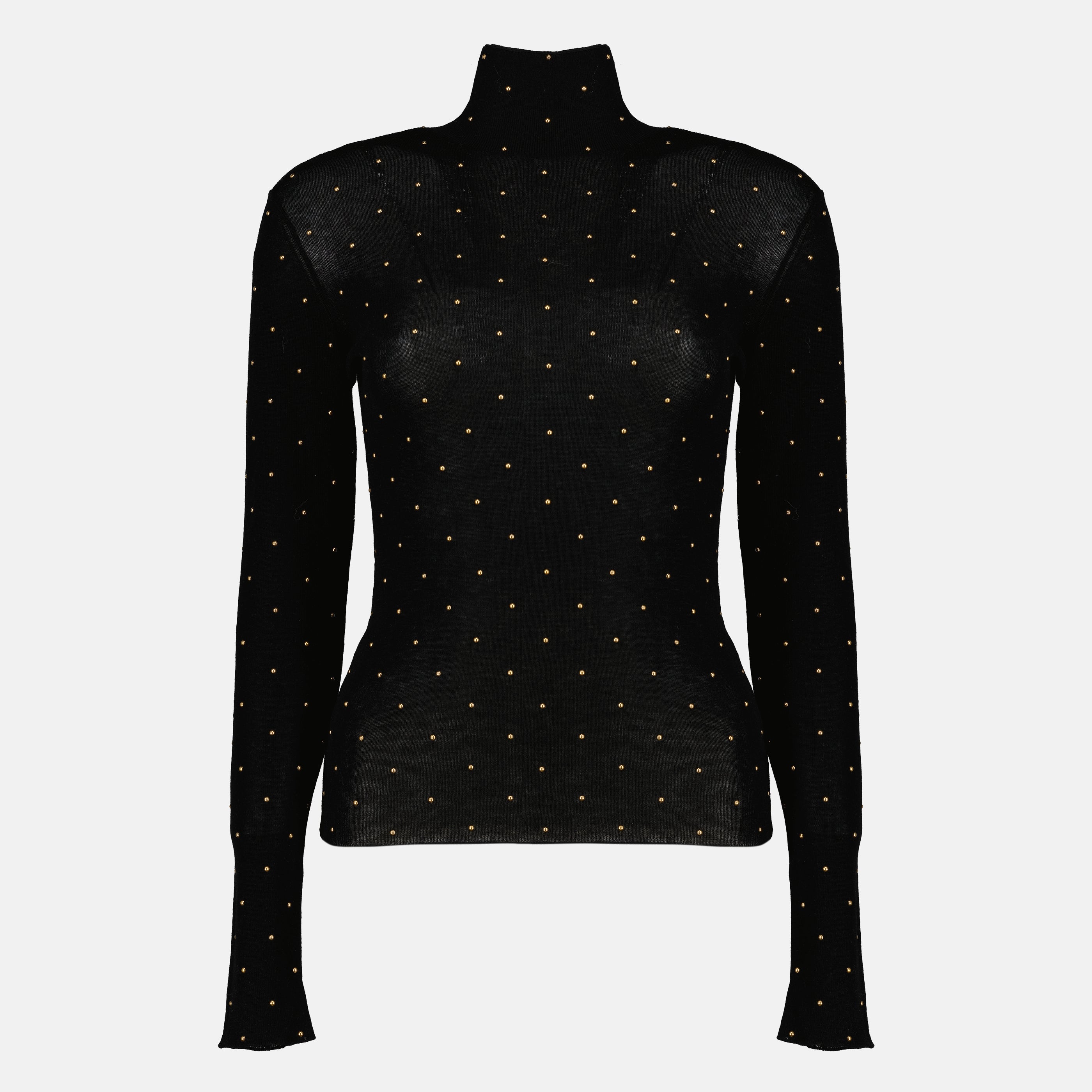 Imagen del artículo de cuello de tortuga de lana fina con detalle de la marca Rabanne para Mujeres - Temporada Primavera-Verano 2026 - Vista Frontal