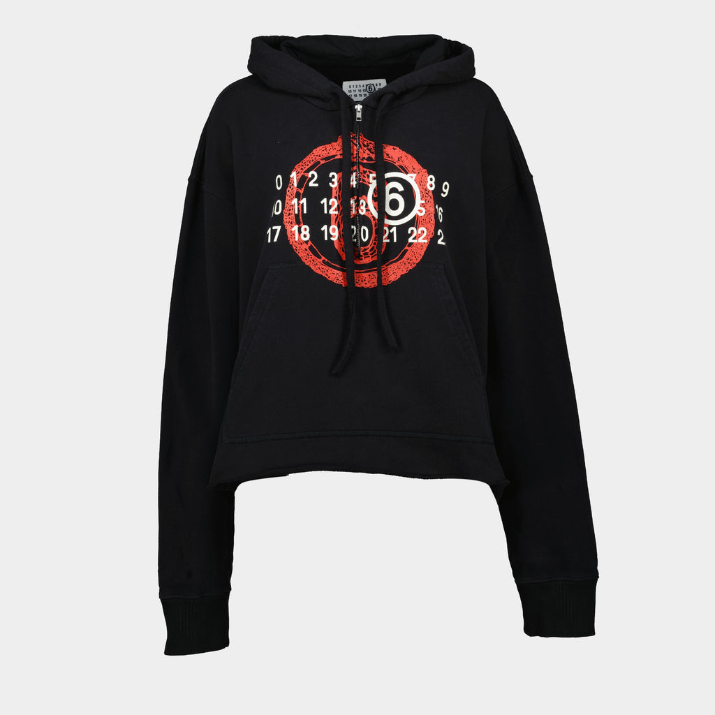 Sweatshirts Sweat à capuche imprimé Mm6 Noir Femme