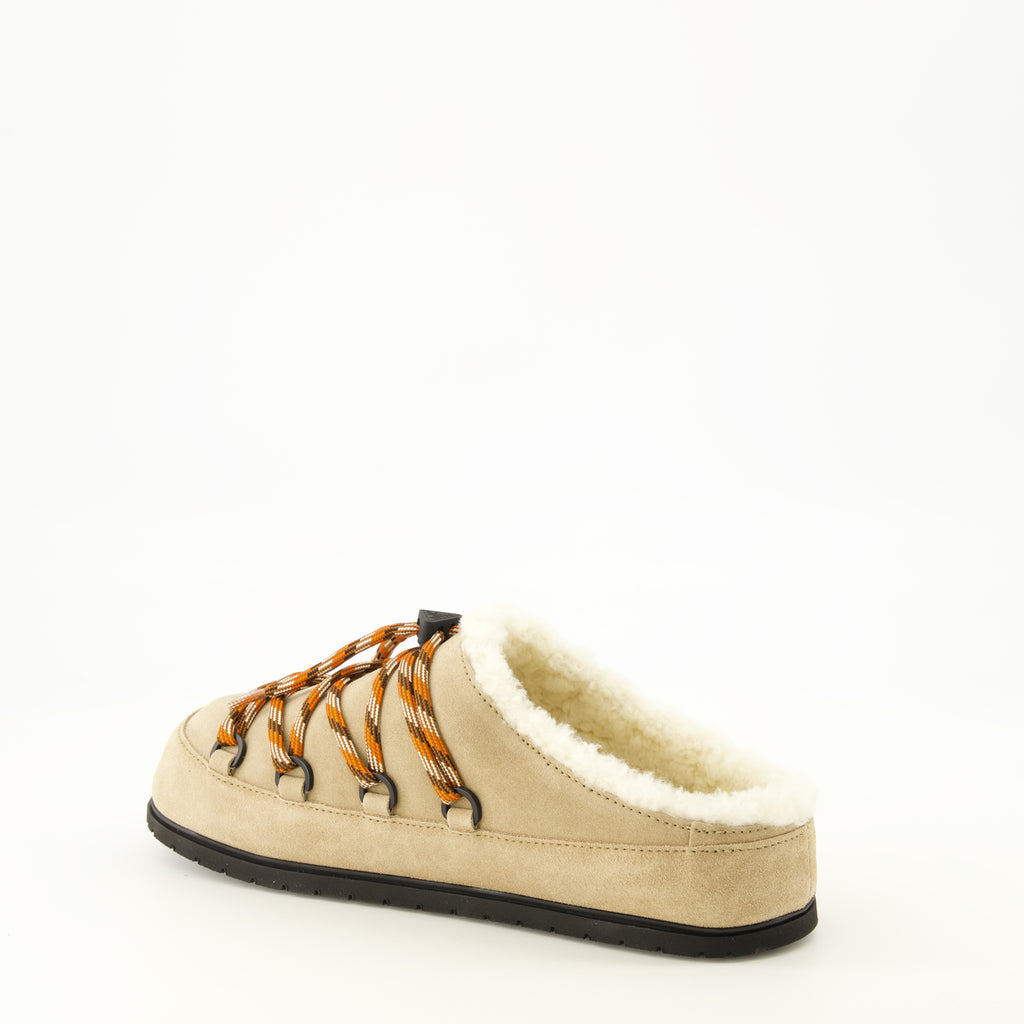 Chaussures ouvertes Mules à fourrure beige Prada Beige Femme