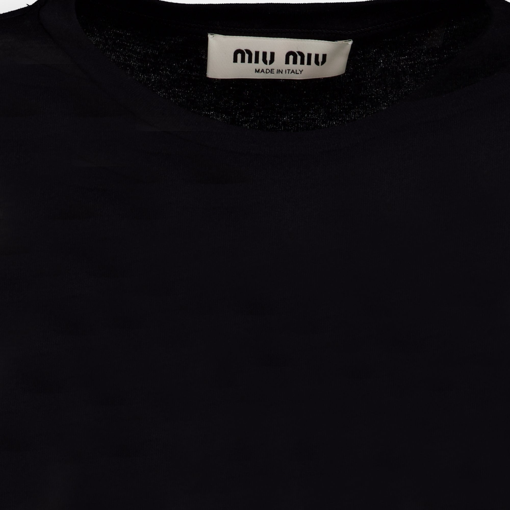 T-shirts Schwarzes geripptes Jersey-T-Shirt Miu Miu Noir Femme