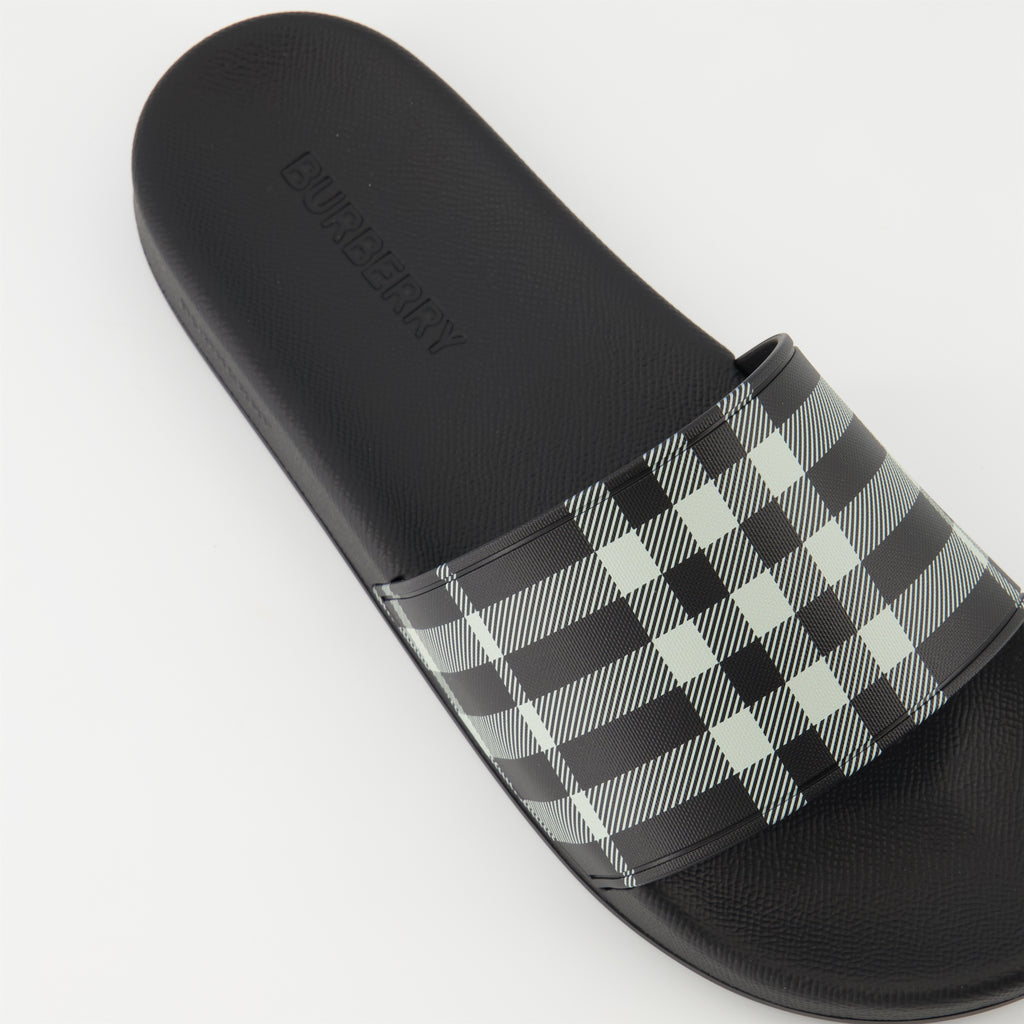 Chaussures ouvertes Claquettes Check Burberry Noir Homme