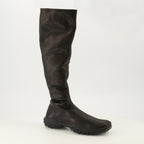 Bottes Botas de Pele Nappa Preta com Elasticidade Miu Miu Noir Femme
