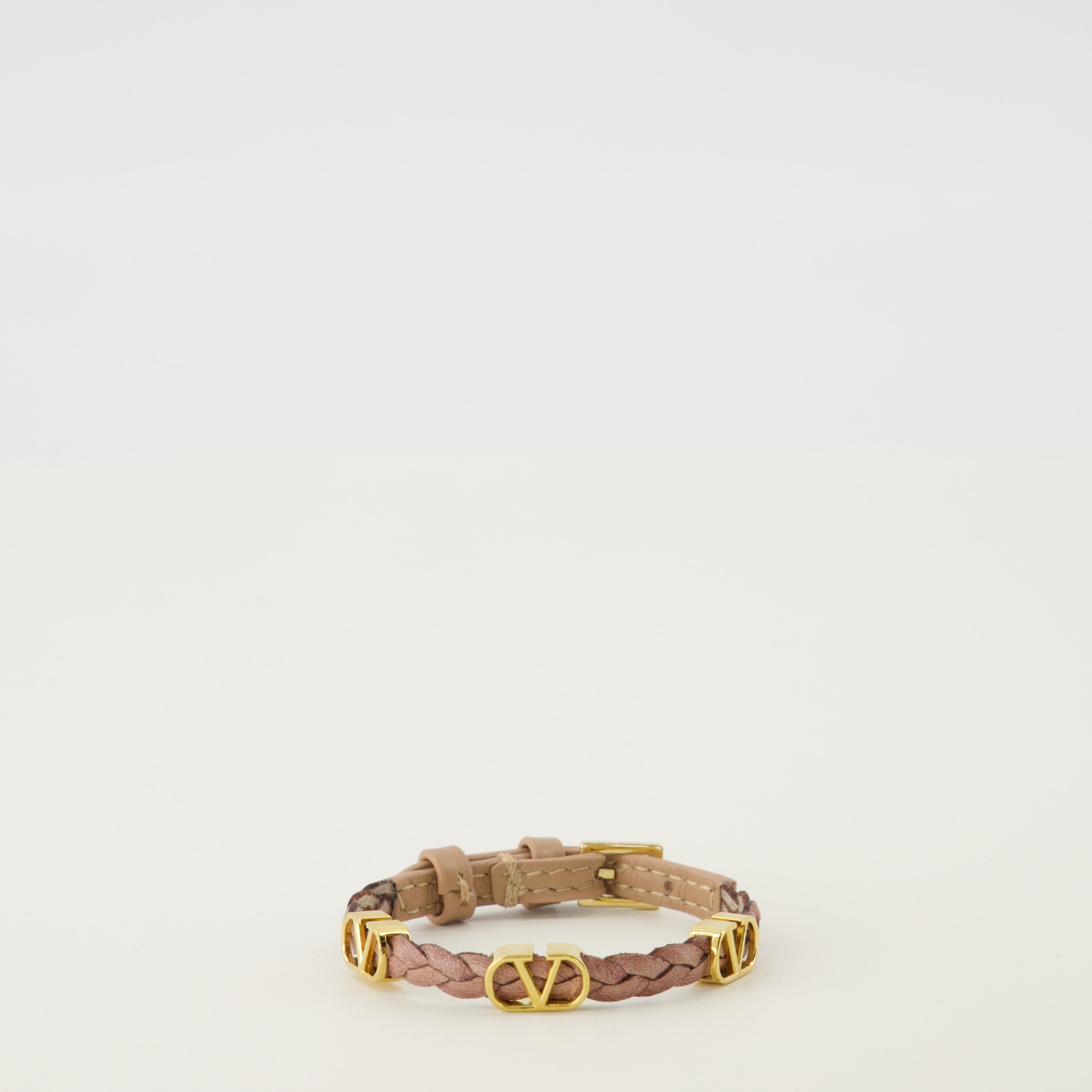 Immagine del bracciale in pelle Vlogo rosa del marchio Valentino Garavani per Donna - Collezione Primavera-Estate 2026 - Vista Frontale
