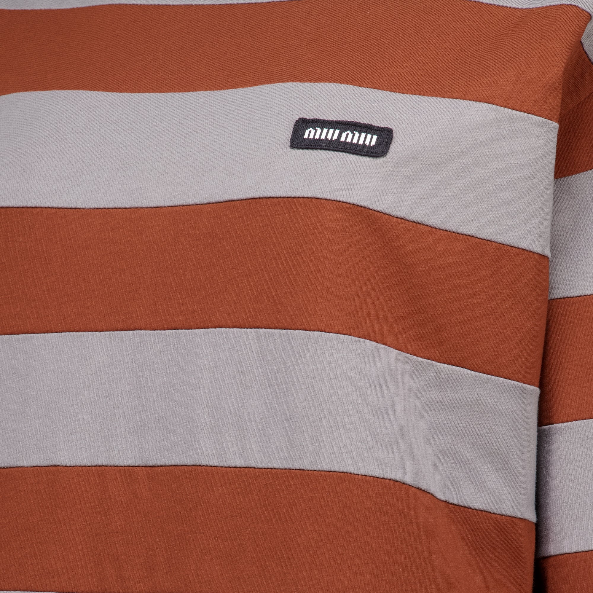Maille T-shirt em Jersey Risca Cinza e Castanho Miu Miu Marron Femme