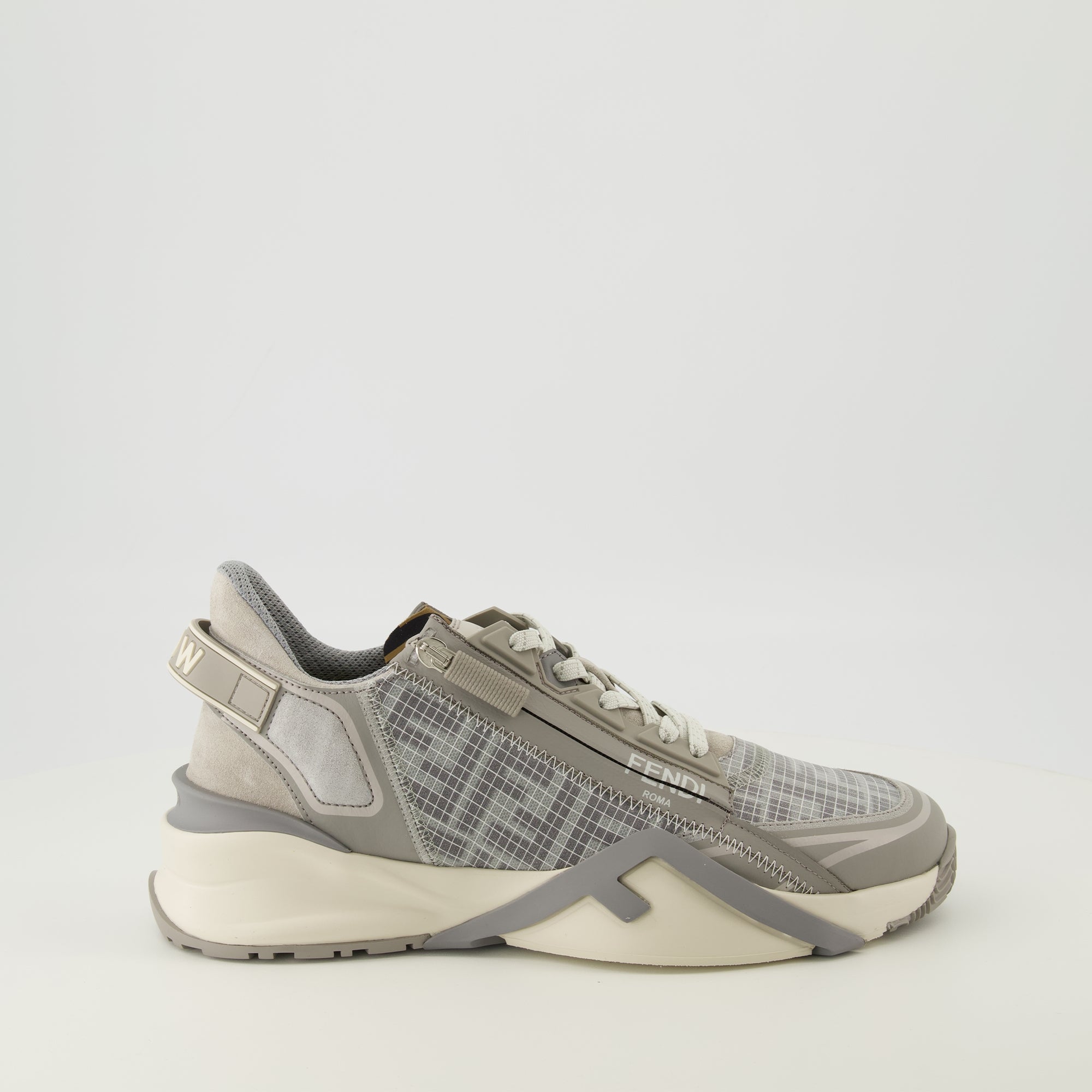 Baskets Baskets Fendi Flow en filet et cuir gris Fendi Gris Homme