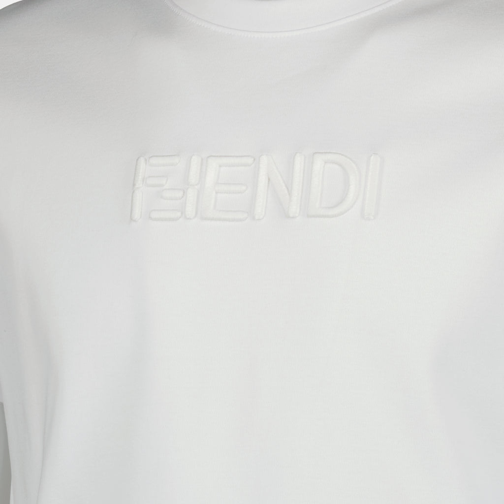 フェンディブランドのホワイトコットンTシャツ（メンズ）- 春夏2026 - 詳細ビュー_1の画像