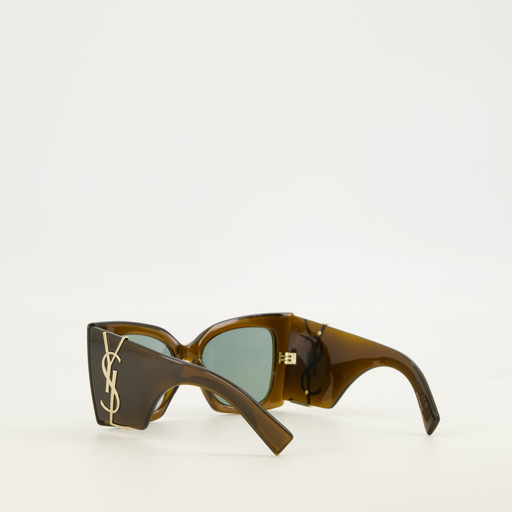 Lunettes SL M119 블레이크 크리스탈 선글라스 Saint Laurent Kaki Femme