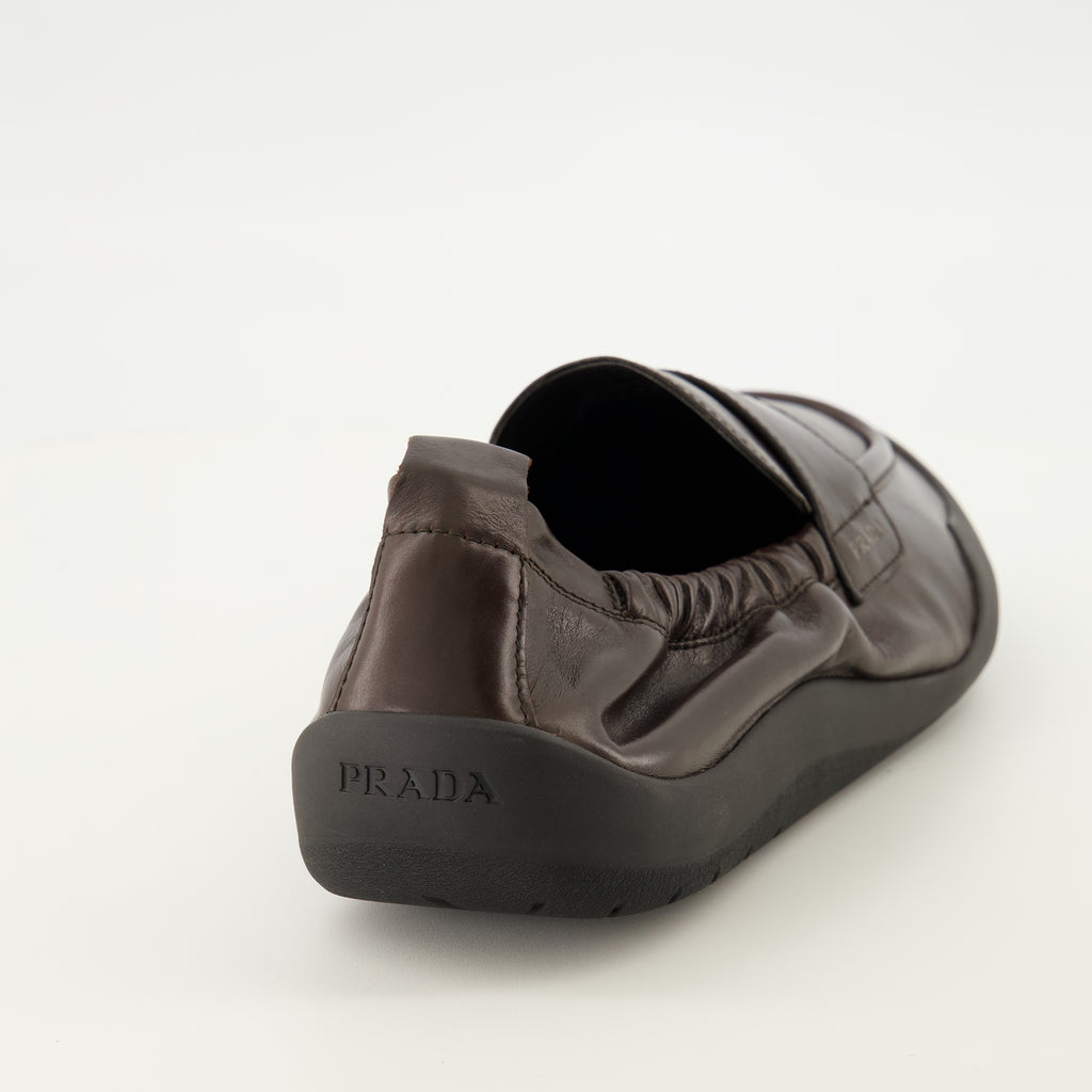 Mocassins Mocassins de Couro Castanho Speedrock Prada Marron Homme