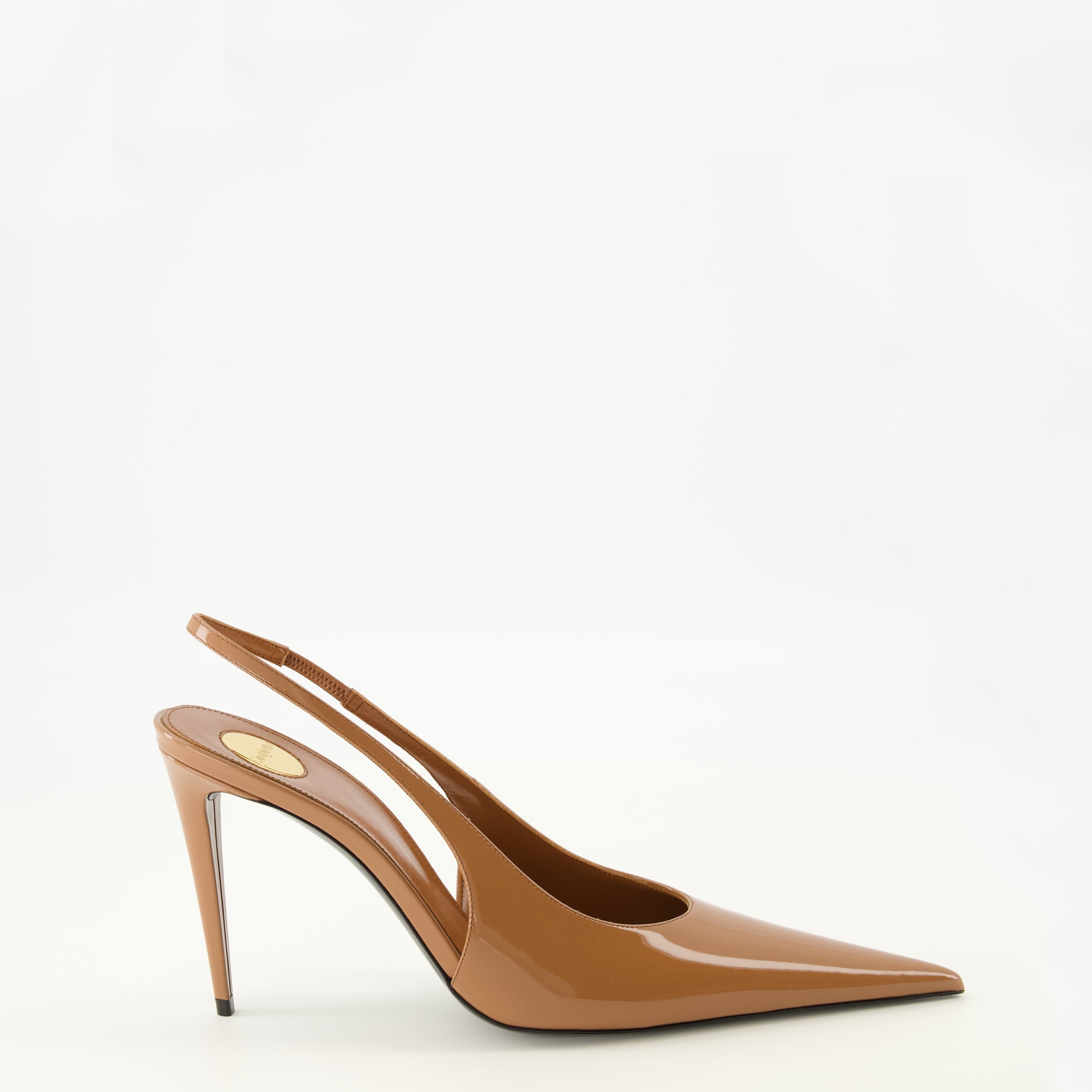 Chaussures ouvertes Slingbacks Guermantes en cuir verni beige Saint Laurent Beige Femme