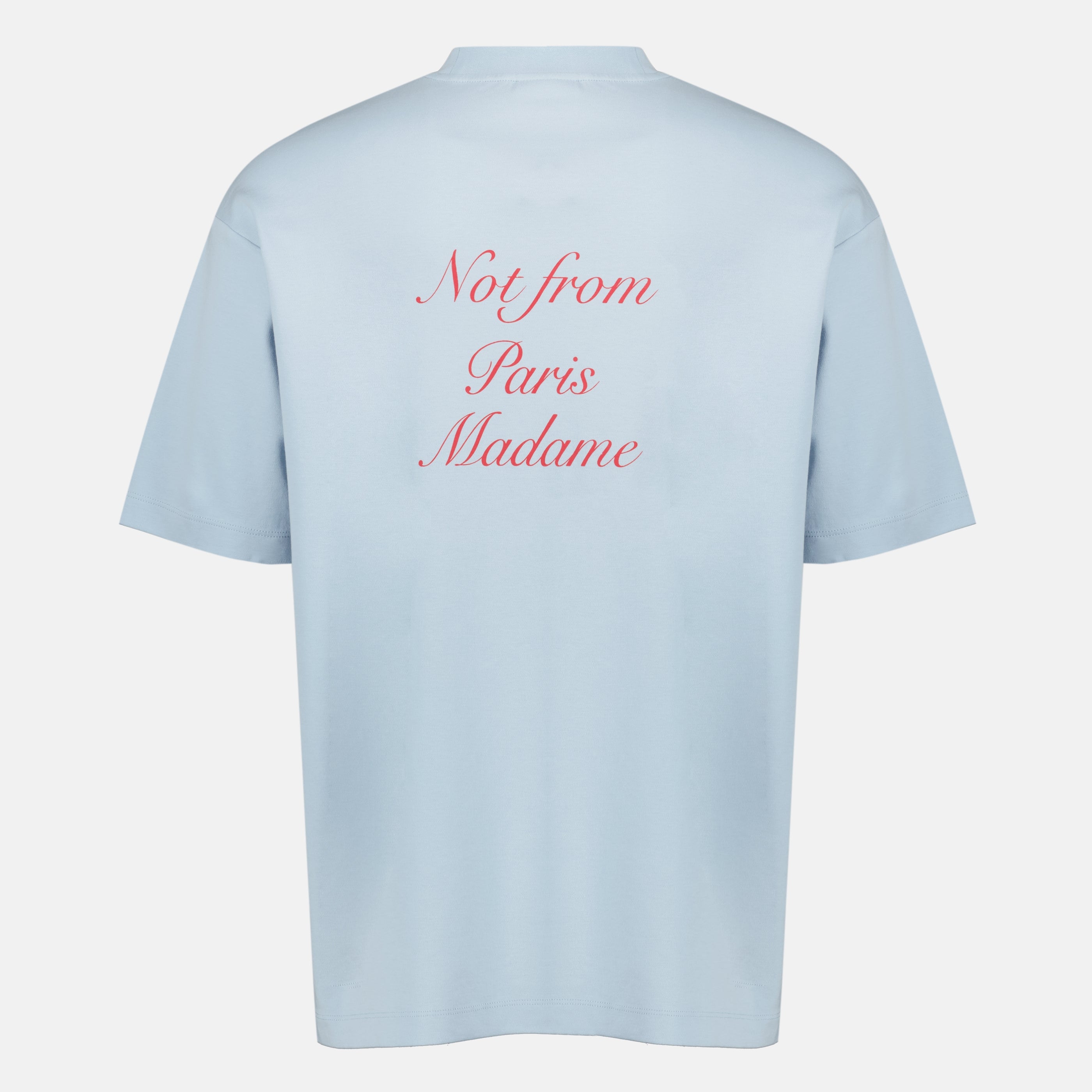 Image de l'article T-shirt bleu slogan calligraphy de la marque Drole De Monsieur pour Homme - Saison Printemps-Été 2026 - Vue de Dos