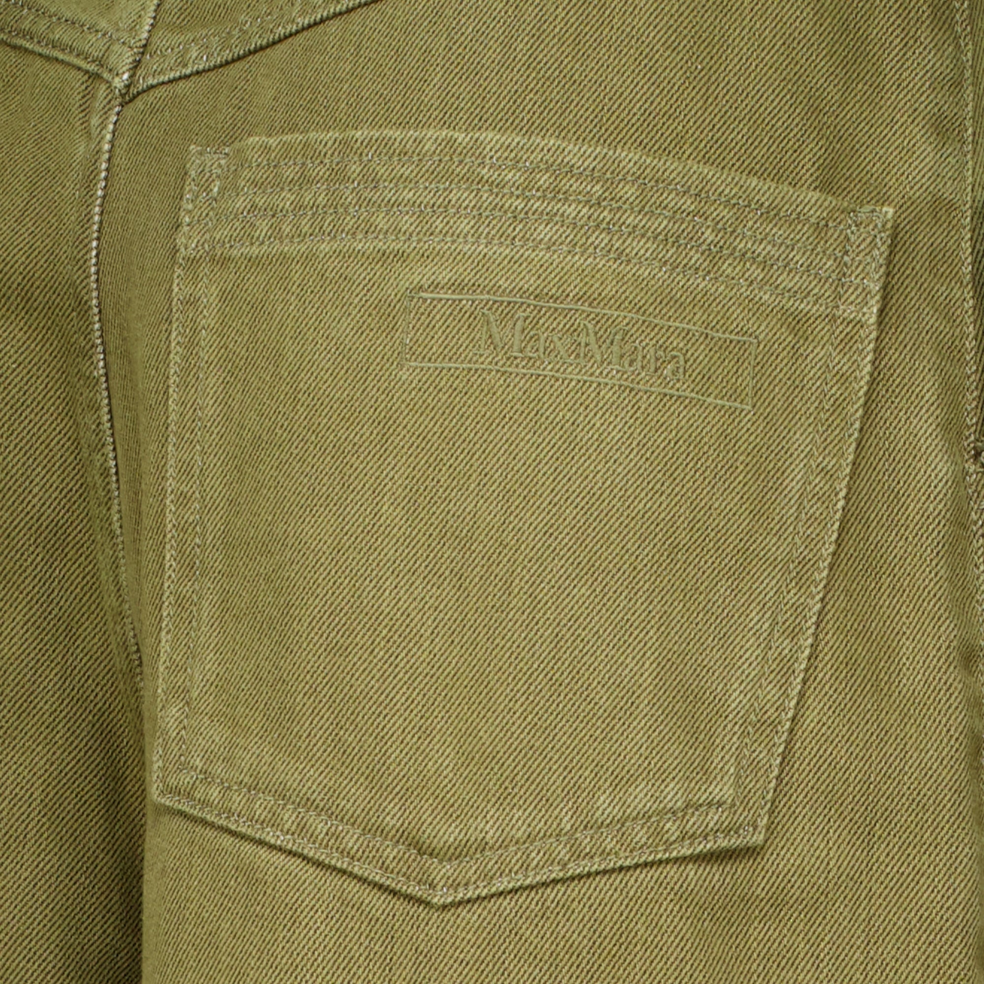 Pantalons 카키 코튼 불 팬츠 Max Mara Kaki Femme