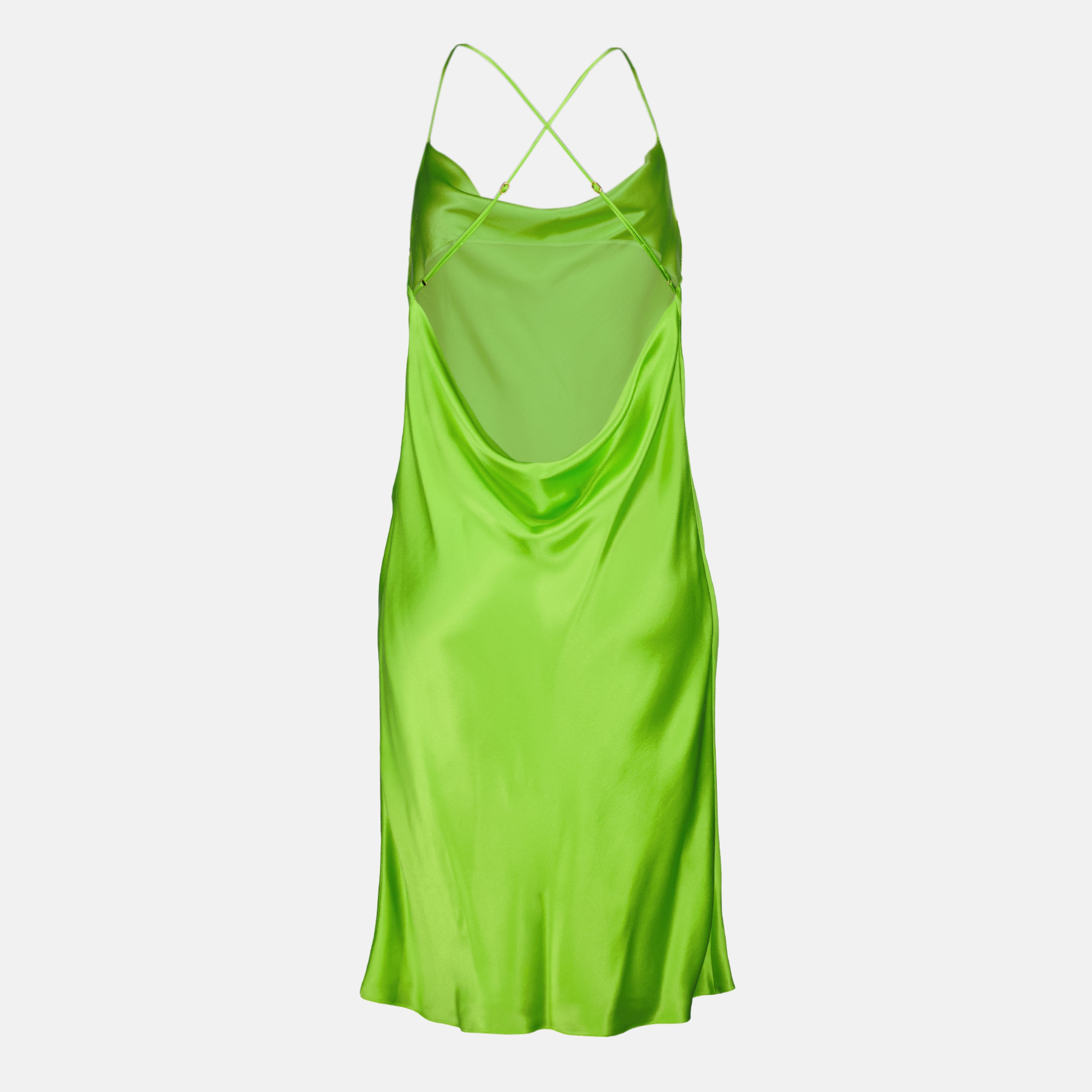 Robes Vestido Verde de Seda Sin Espalda Saint Laurent Vert Femme