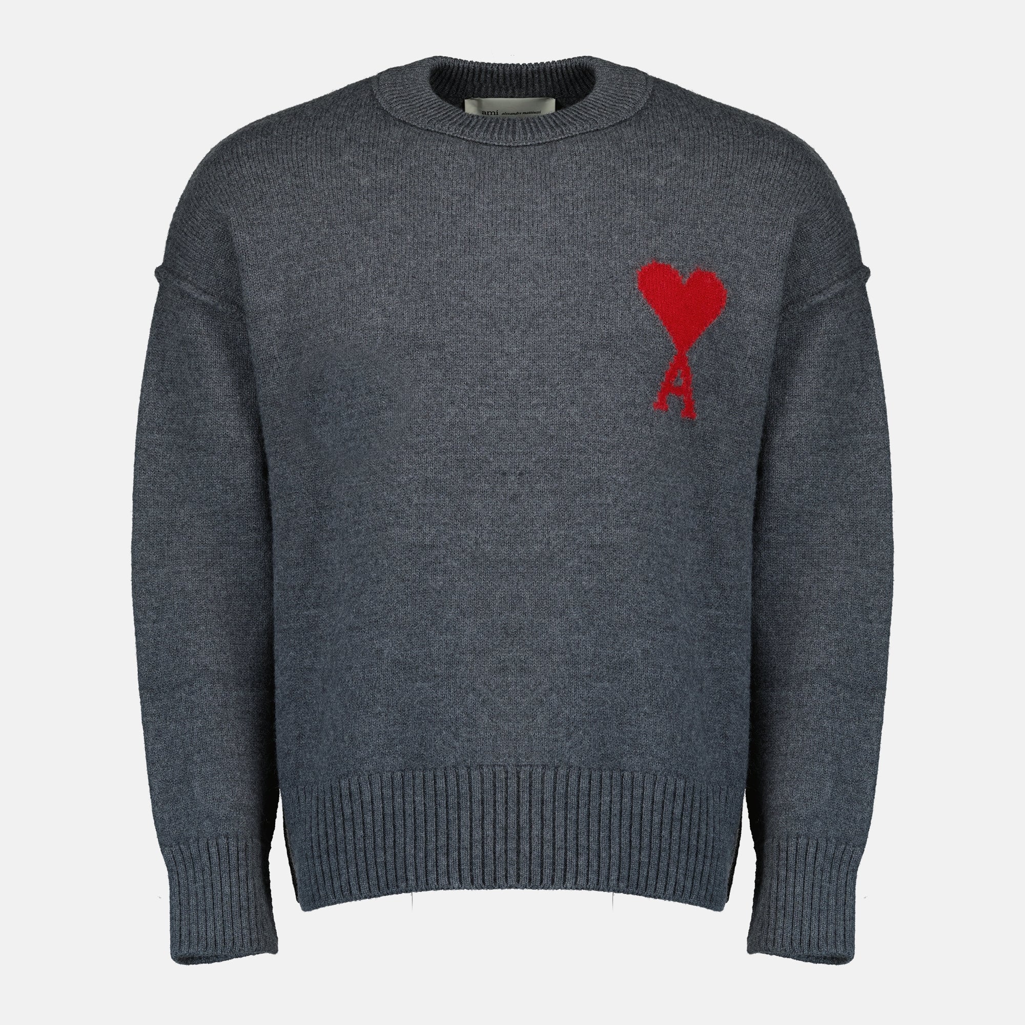 Image de l'article Pull AMI de coeur gris de la marque Ami PARIS pour Unisex - Saison Printemps-Été 2026 - Vue de Face