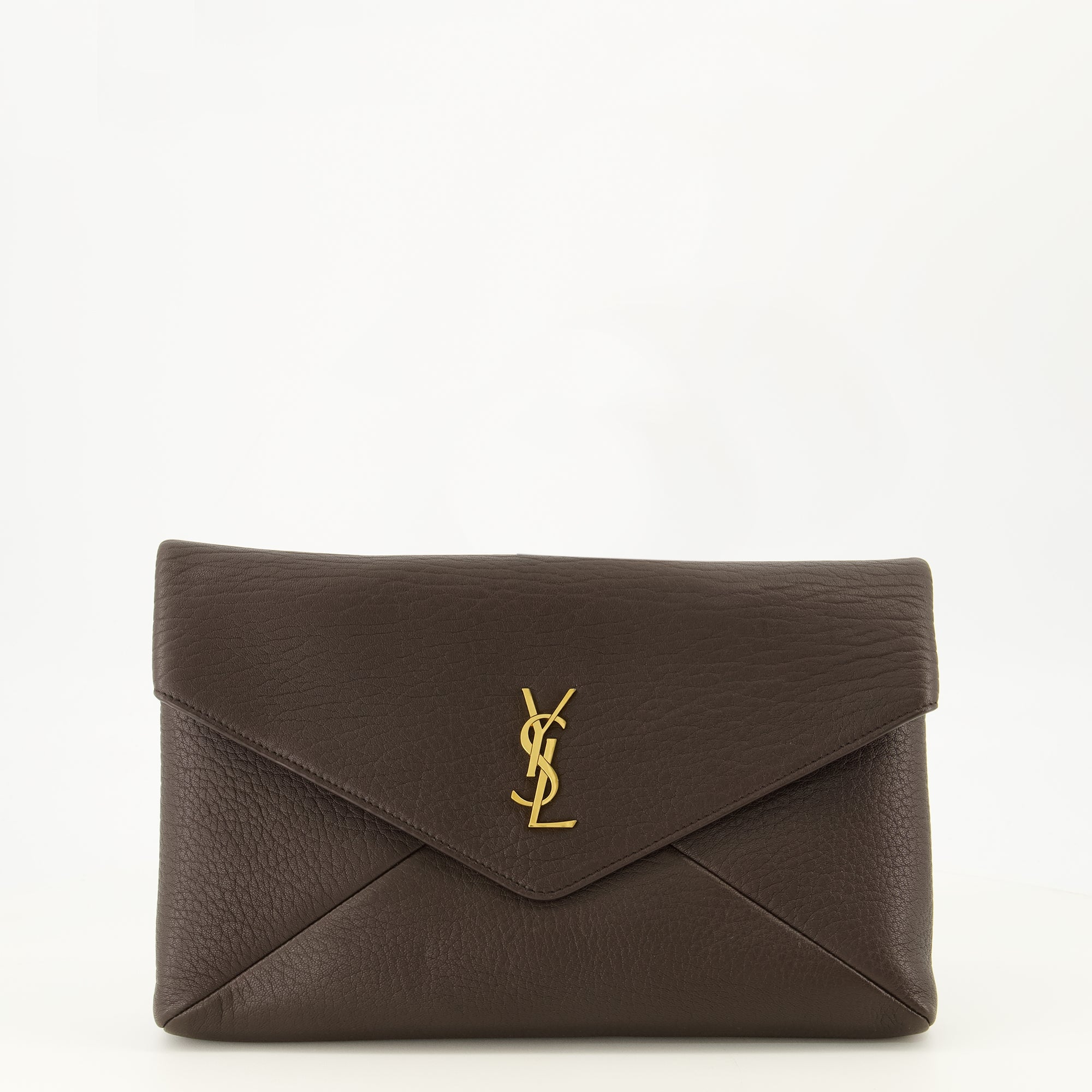 Pochettes Cassandre Clutch in Brown Leather Saint Laurent Marron Femme