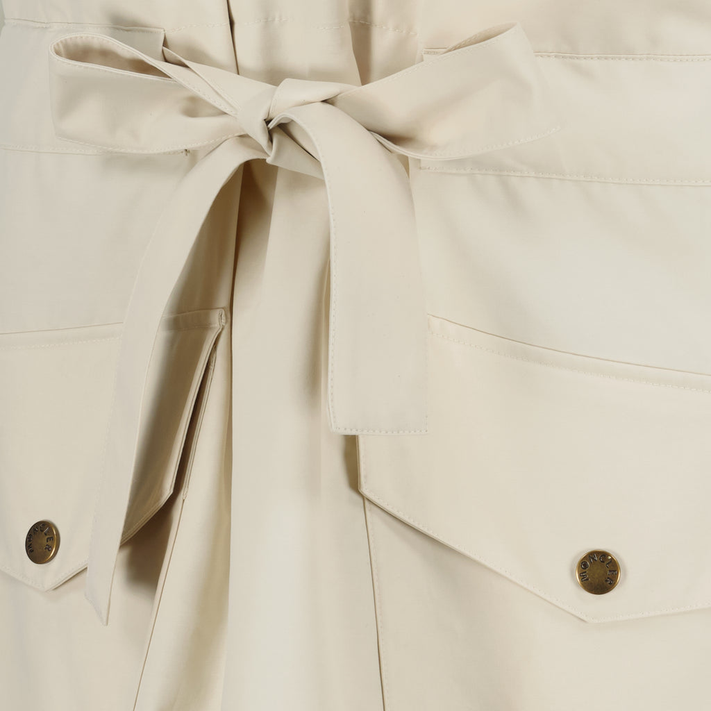 Robes Vestido Mini de Algodão Bege com Cinto Moncler Beige Femme