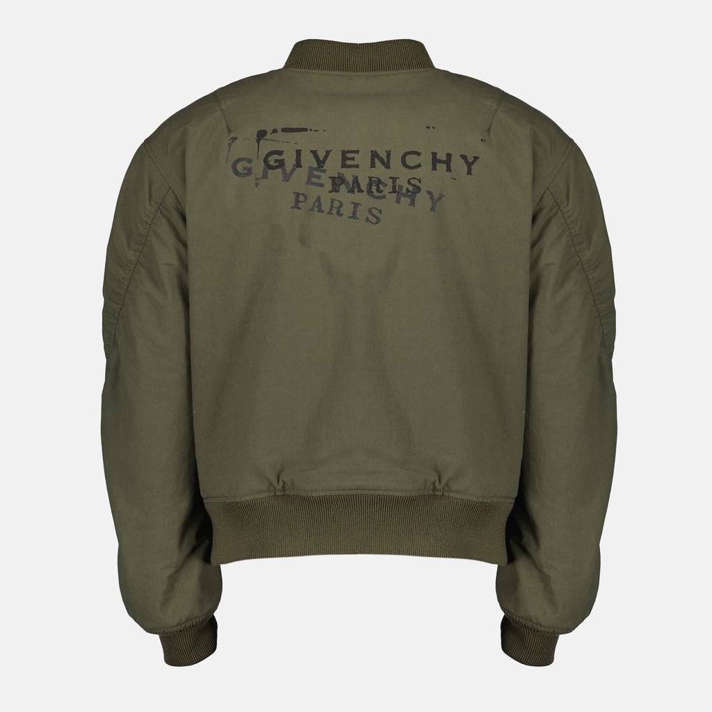 Bild des Givenchy Khaki Stamp Bomberjacke für Herren - Frühjahr-Sommer 2026 - Rückansicht