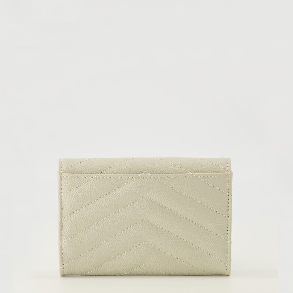 Image of the Cassandre white wallet from the brand Saint Laurent for Women - Spring-Summer 2026 - Back View