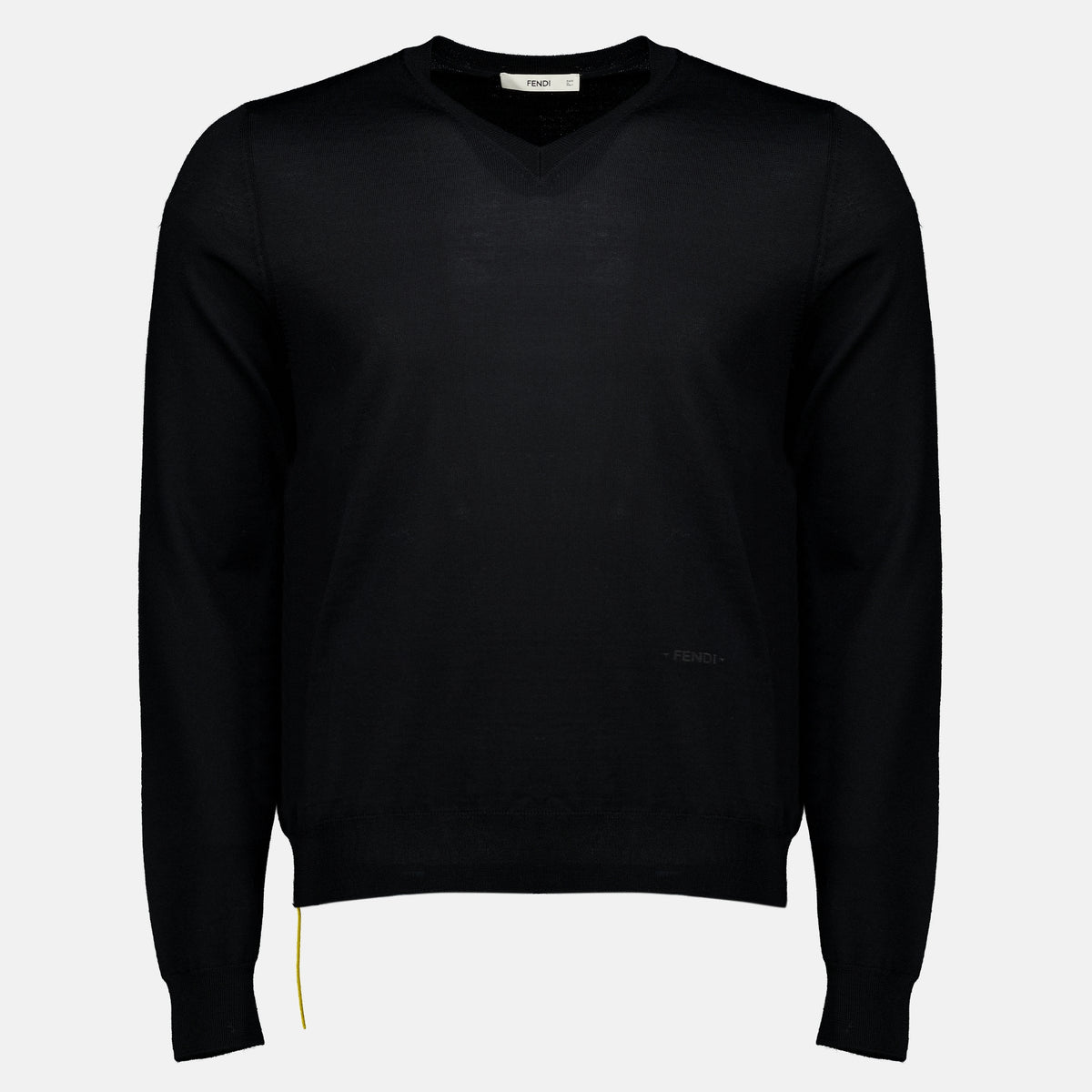 Maille Pull noir en laine fine Fendi Noir Homme