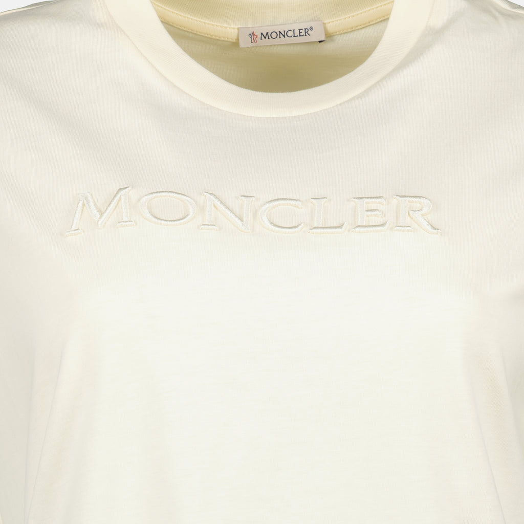 Image of the article Women's white embroidered logo T-shirt by Moncler - Spring-Summer 2026 - Detailed view 1