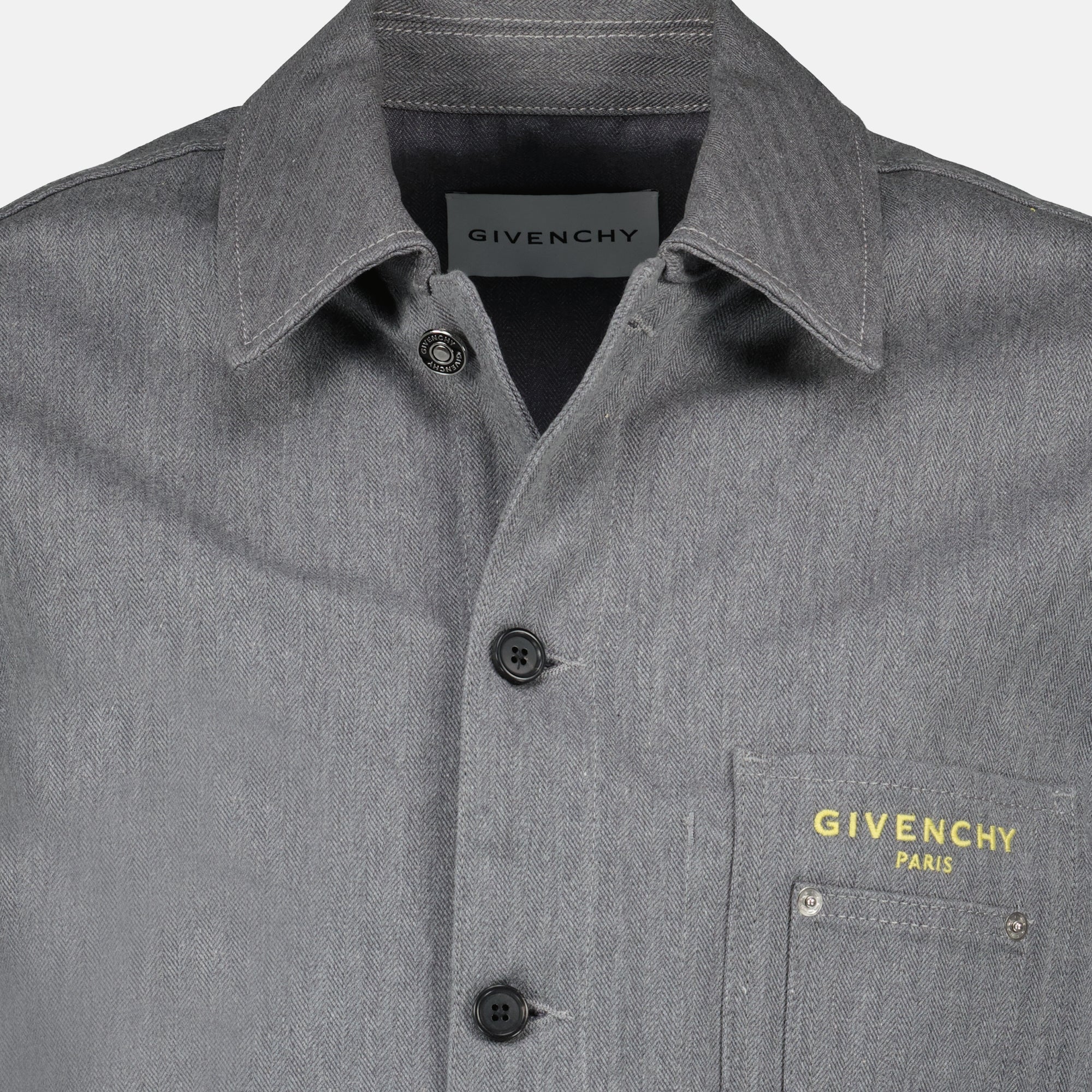 Image of the Givenchy Men's Grey Denim Chevron Jacket - Spring-Summer 2026 - Detailed View_2