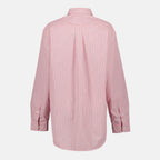 Image de l'article Chemise oversize en popeline rose rayée de la marque Miu Miu pour Femme - Saison Printemps-Été 2026 - Vue de Dos
