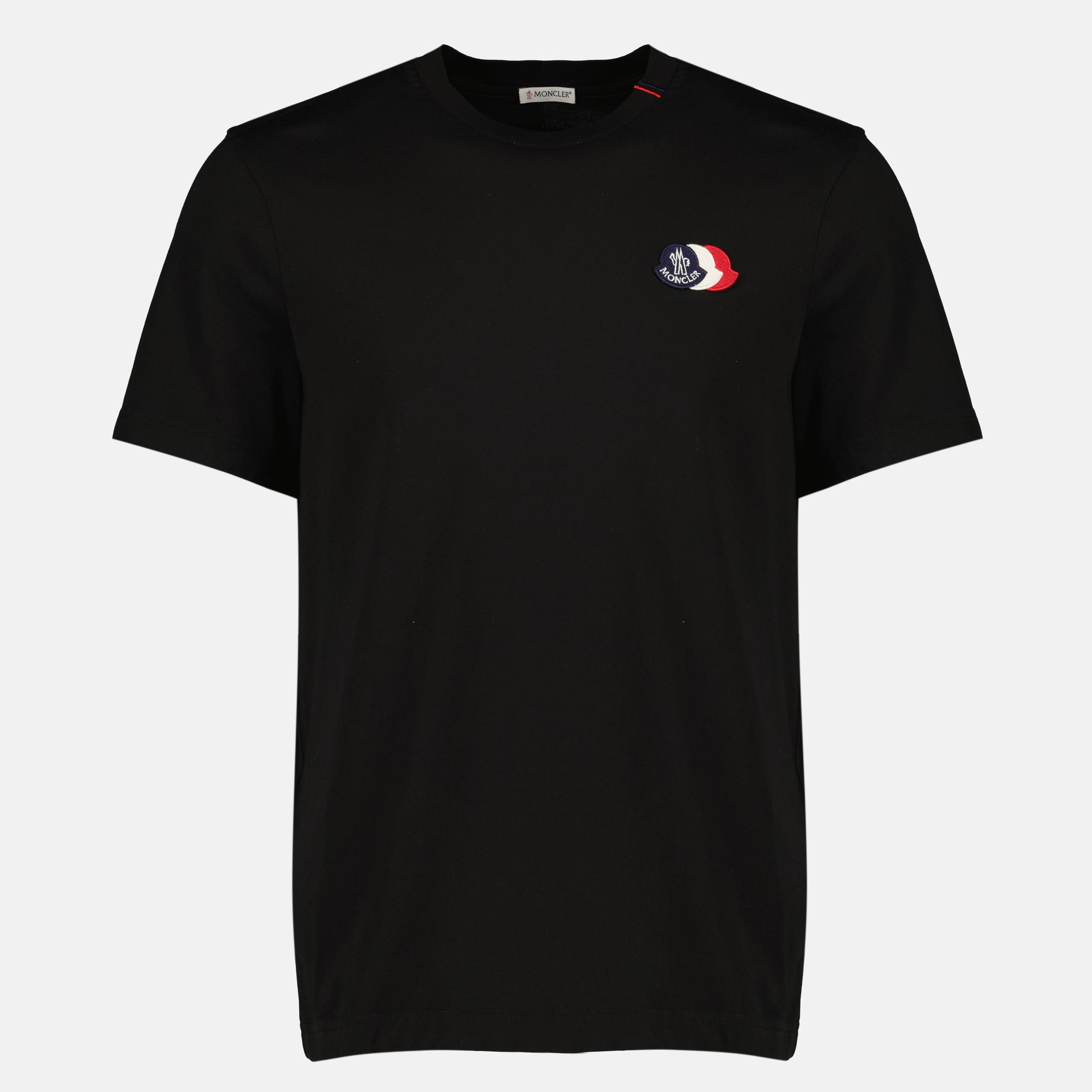 T-shirts T-shirt en coton à logo tricolore noir Moncler Noir Homme