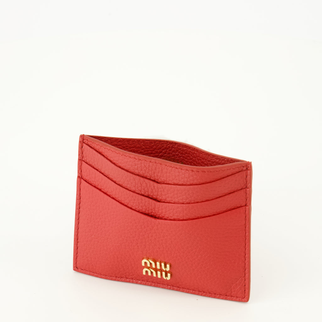 Petite maroquinerie レッド レザー カード ホルダー Miu Miu Rouge Femme