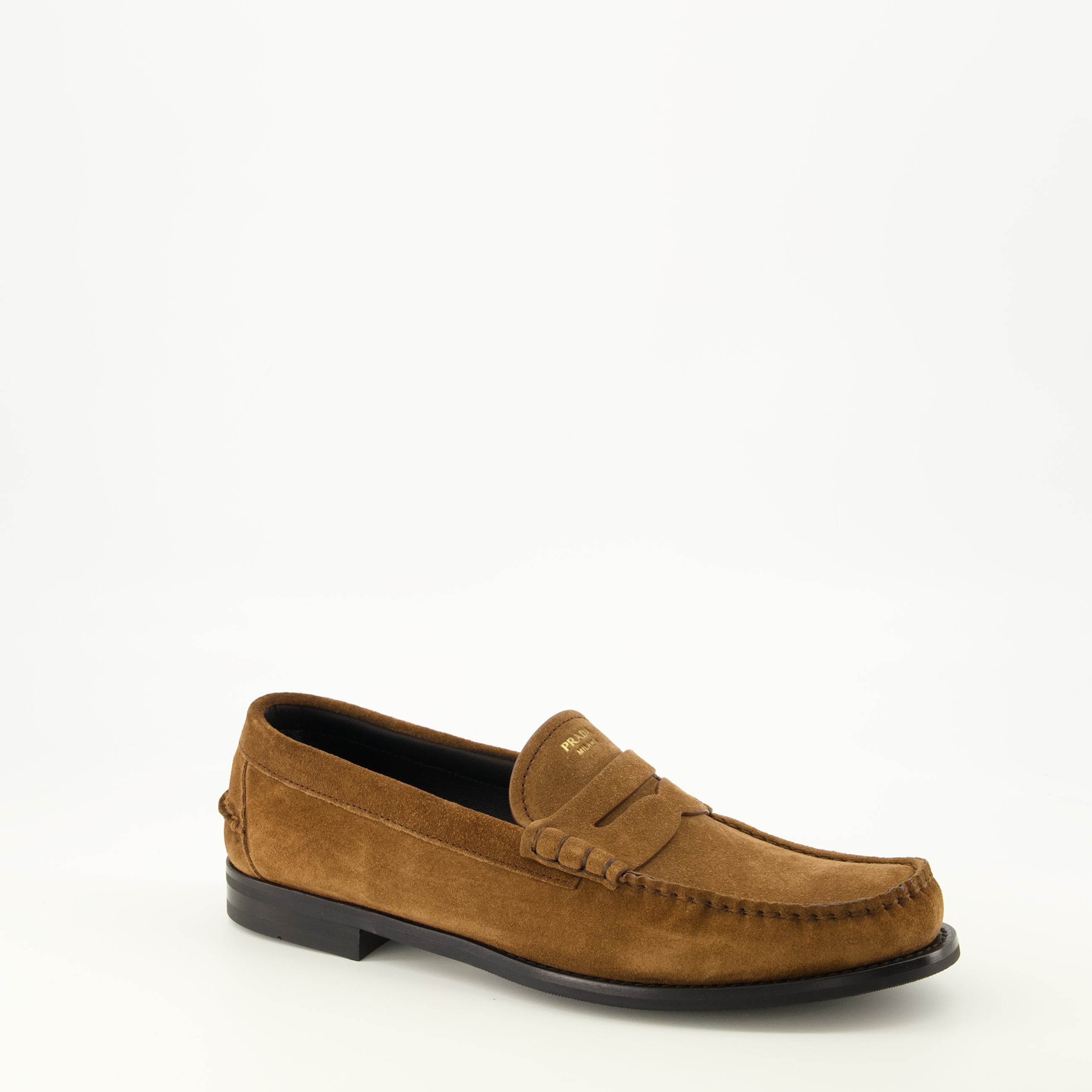 Mocassins Mocassins en veau velours marron Prada Marron Homme