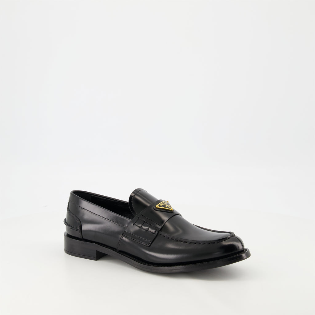 Loafers Black Leather Loafers Prada Black Femme