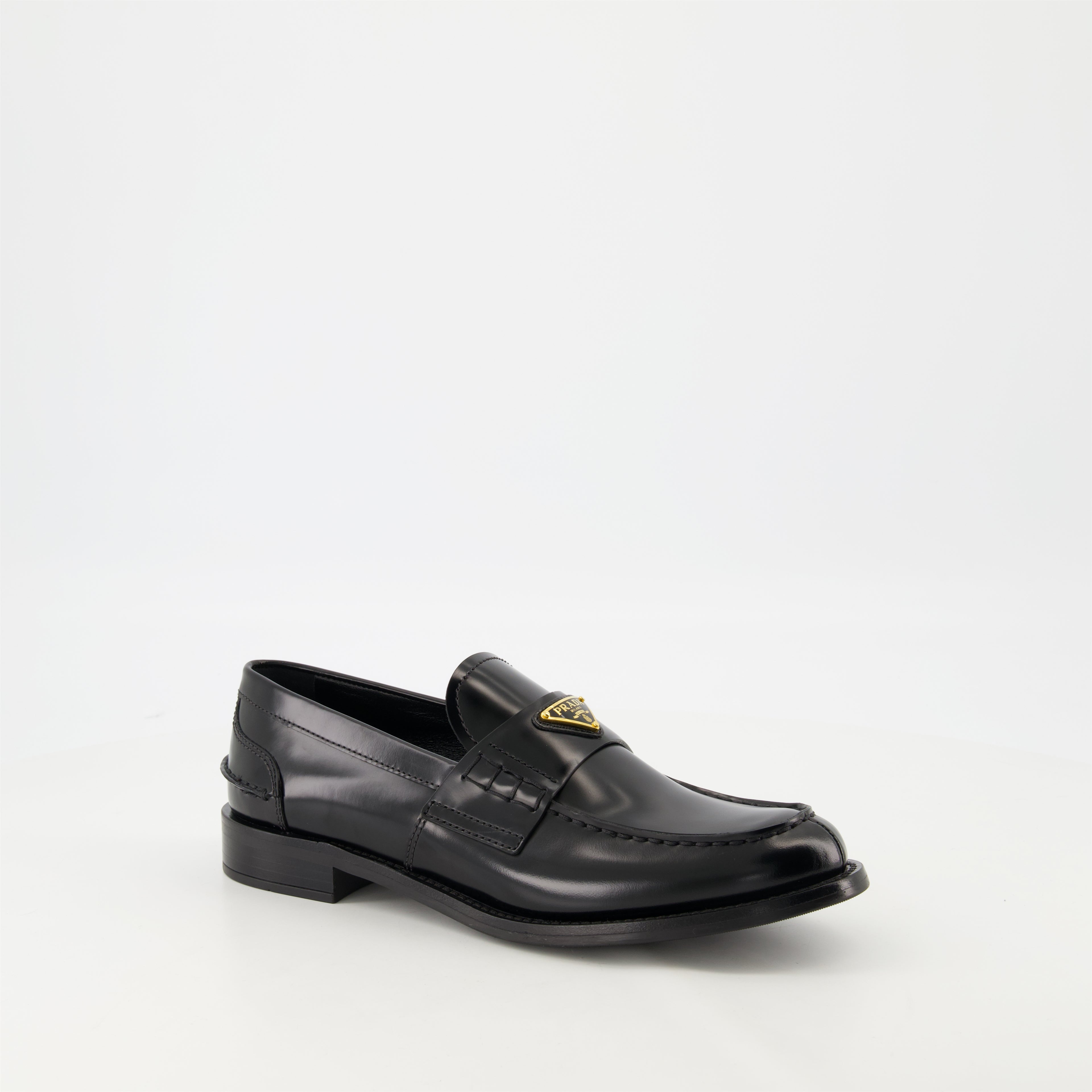 Loafers Black Leather Loafers Prada Black Femme