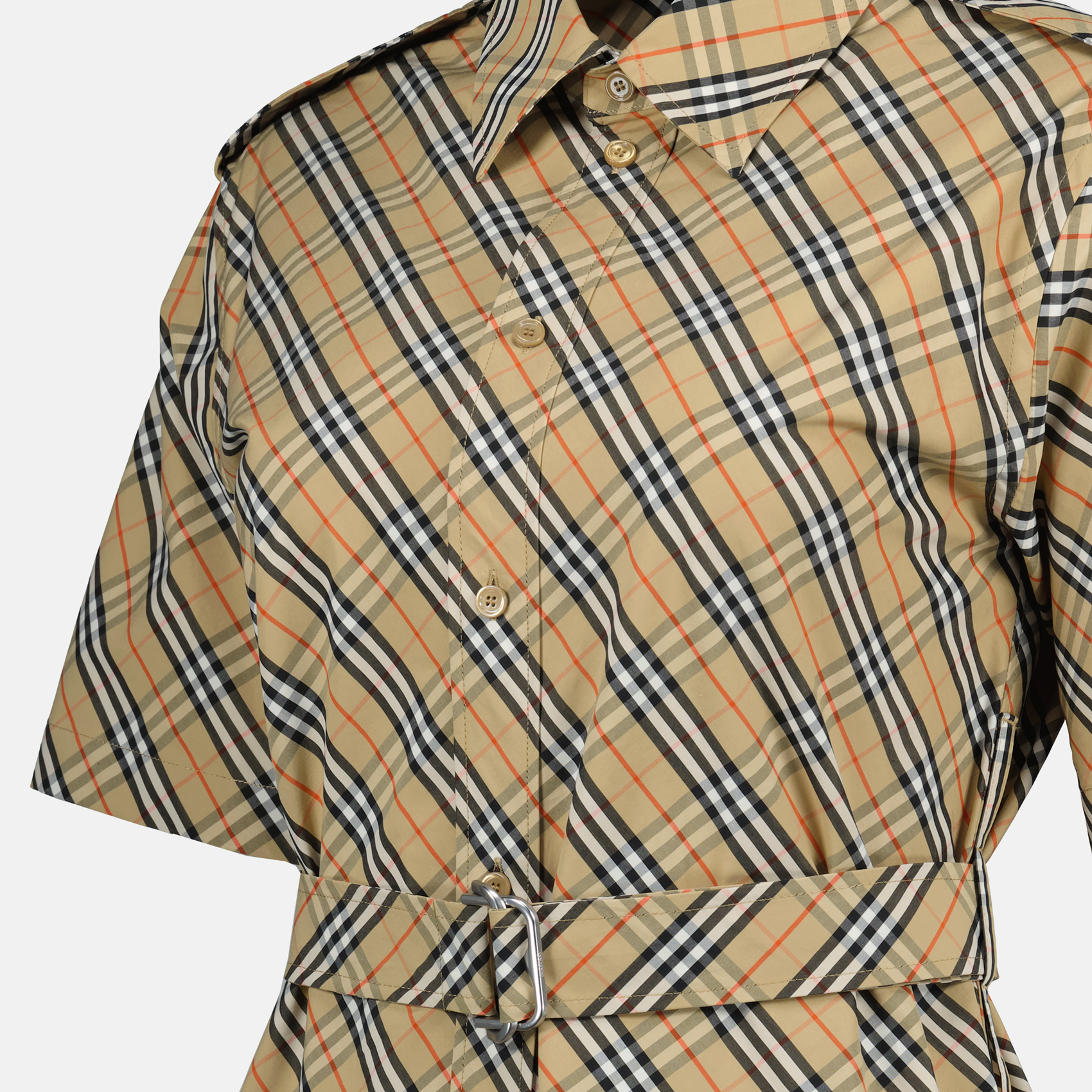 Abiti Abito Camicia a Quadri Burberry Beige Femme