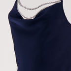 Robes Robe longue en satin Rabanne Bleu foncé Femme