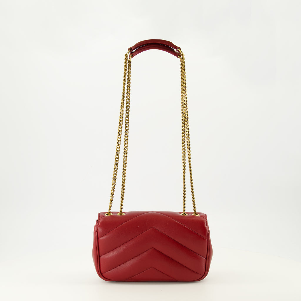 Imagem do saco Loulou mini vermelho da marca Saint Laurent para Mulheres - Temporada Primavera-Verão 2026 - Vista Traseira
