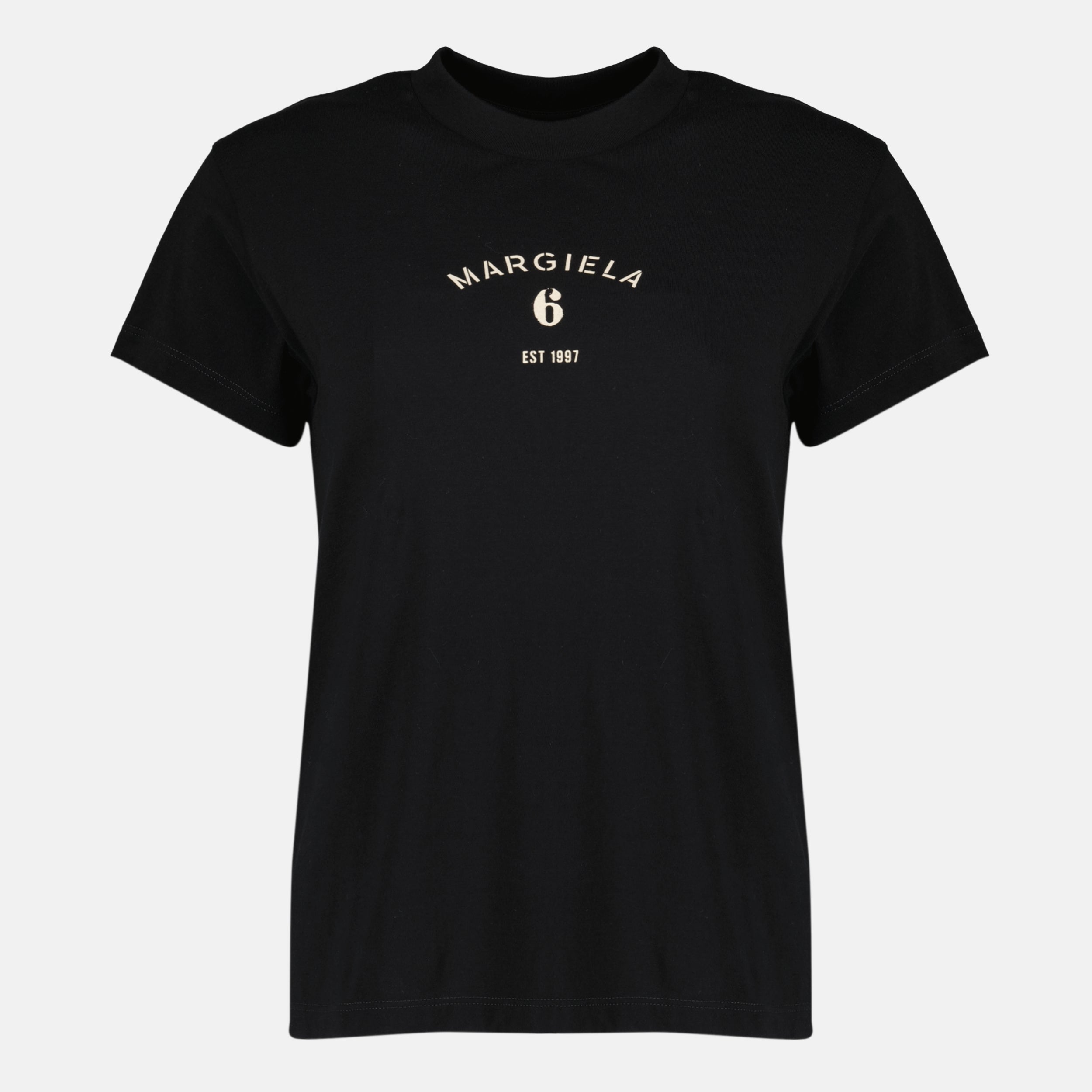 T-shirts T-shirt signature noir en coton Mm6 Noir Femme