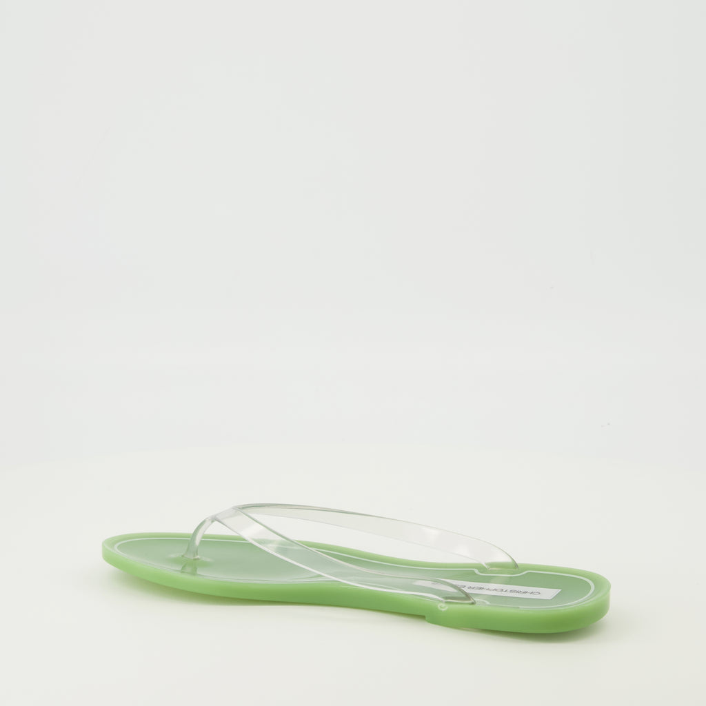 Imagen de las sandalias Jo verdes de PVC de la marca Christopher Esber para Mujer - Temporada Primavera-Verano 2026 - Vista tres cuartos trasera derecha