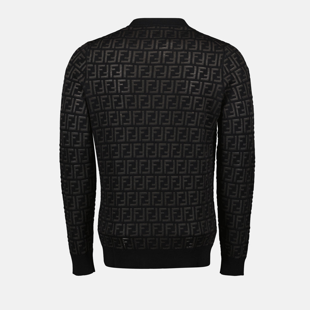 Maille Pull en laine FF Fendi Noir Homme
