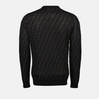Maille Pull en laine FF Fendi Noir Homme